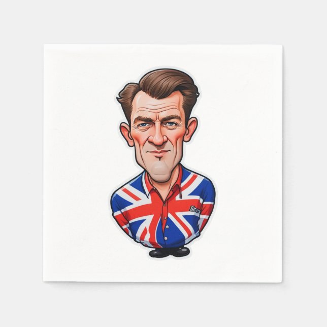 Großbritannien Männerkarikatur mit Flagge der Unio Serviette (Vorderseite)