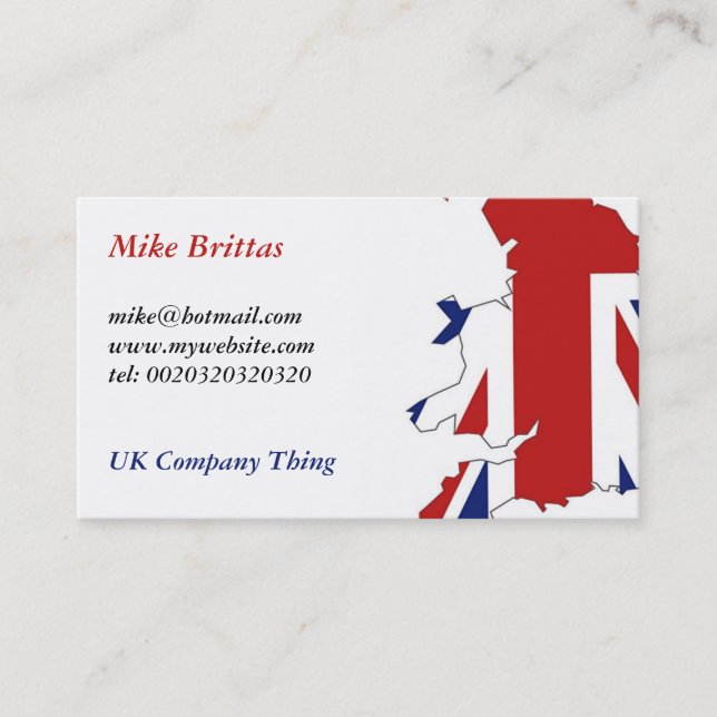 Großbritannien, Mike Brittas, mike@hotmail.comww.. Visitenkarte (Vorderseite)