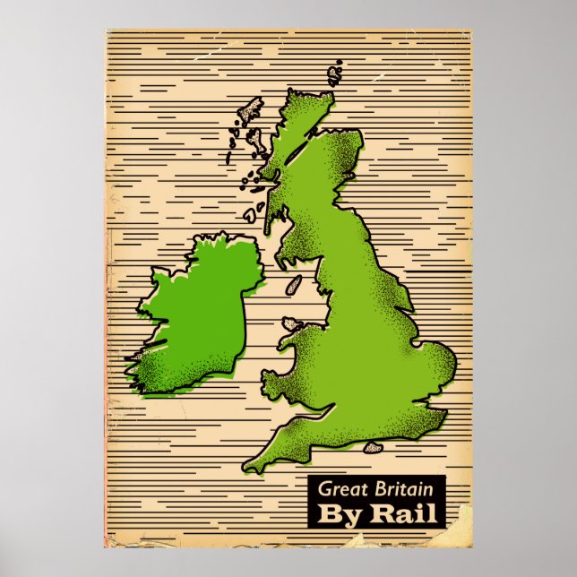 Großbritannien mit Eisenbahnfahrplakat Poster (Vorne)