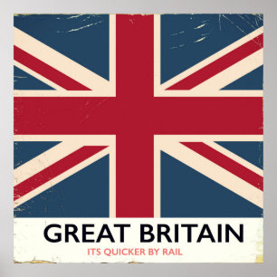 Großbritannien "Sein schneller per Bahn" Vintage-P Poster