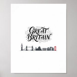Großbritannien Skyline Reise Urlaub Outfits Poster