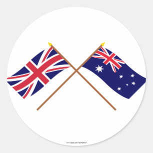 Großbritannien und Australien gekreuzte Flaggen Runder Aufkleber