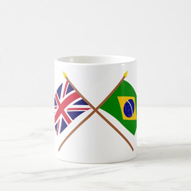 Großbritannien und Brasilien gekreuzte Flaggen Kaffeetasse (Mittel)