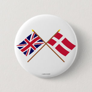 Großbritannien und Dänemark gekreuzte Flaggen Button