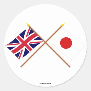 Großbritannien und Japan gekreuzte Flaggen Runder Aufkleber