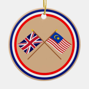 Großbritannien und Malaysia gekreuzte Flaggen Keramikornament