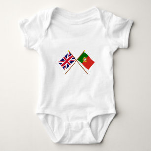 Großbritannien und Portugal gekreuzte Flaggen Baby Strampler