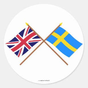 Großbritannien und Schweden gekreuzte Flaggen Runder Aufkleber