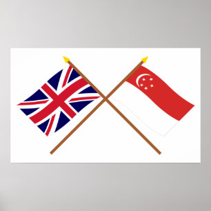 Großbritannien und Singapur gekreuzte Flaggen Poster