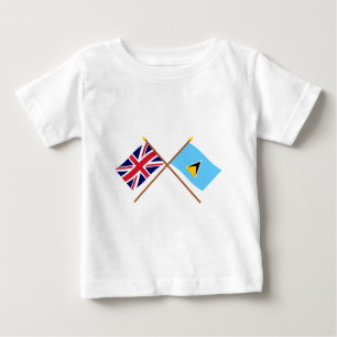 Großbritannien und St Lucia gekreuzte Flaggen Baby T-shirt