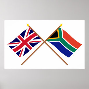Großbritannien und Südafrika gekreuzte Flaggen Poster