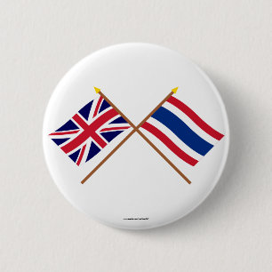 Großbritannien und Thailand gekreuzte Flaggen Button