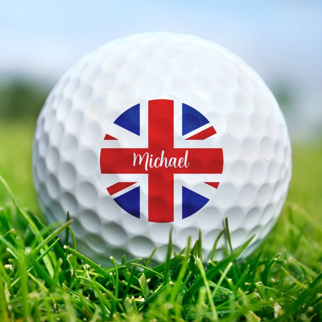 Großbritannien Vereinigtes Königreich Name der Fla Golfball (Great Britain British UK United Kingdom Flag Name Golf Balls)
