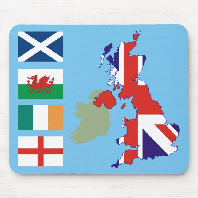 Großbritannienkarte und -flaggen mousepad (Vorne)