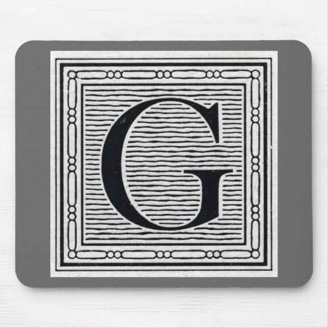 Großbuchstabe "G" Holzschnitt Initiale Mousepad (Vorne)