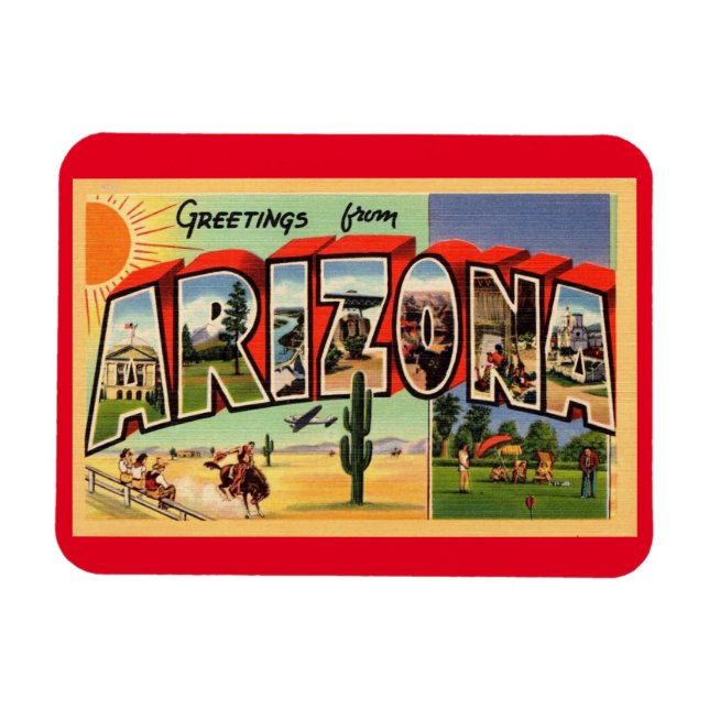 Großbuchstabe Gruß Arizona Vintagen Stil Magnet (Horizontal)