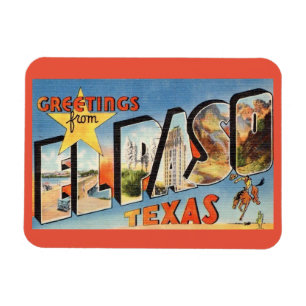 Großbuchstabe Gruß El Paso Texas im Vintage-Stil Magnet