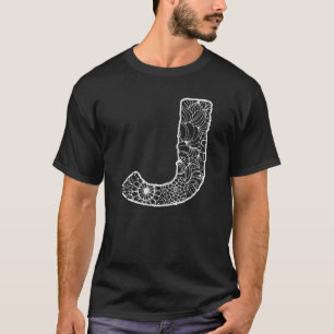 Großbuchstabe J Floral Chic Boho Abstract Doodle T-Shirt