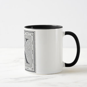 Großbuchstabe "K" Holzschnitt Initiale Tasse