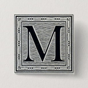 Großbuchstabe "M" Holzschnitt Initiale Button