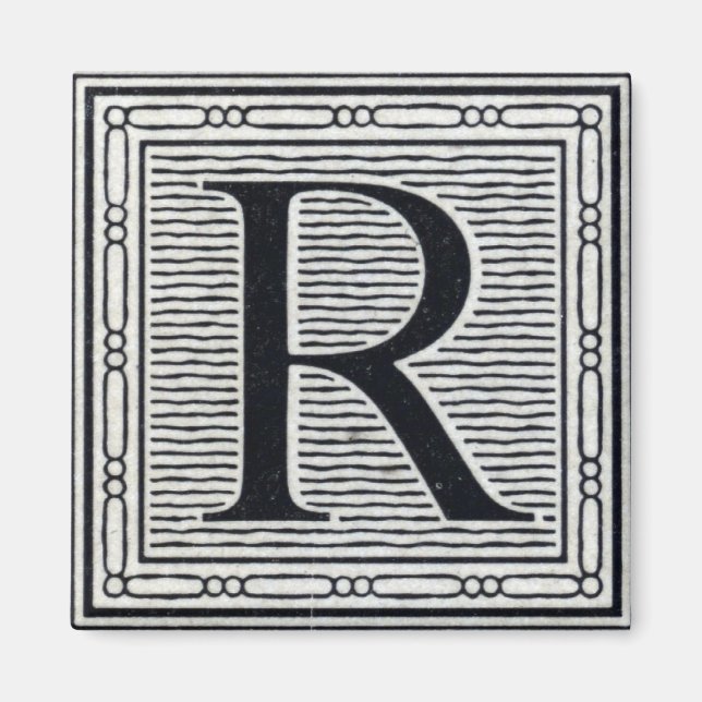 Großbuchstabe "R" Holzschnitt-Initiale Magnet (Vorne)