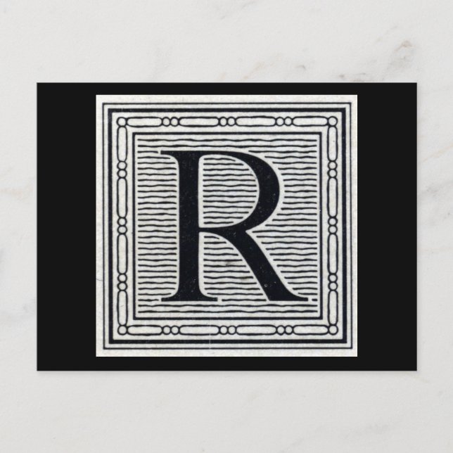 Großbuchstabe "R" Holzschnitt-Initiale Postkarte (Vorderseite)