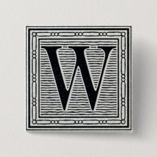 Großbuchstabe "W" Holzschnitt-Initiale Button