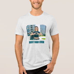 Großbuchstaben Best Dad Ever Foto Tri-Blend Shirt