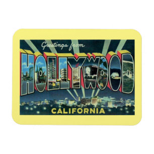 Großbuchstaben Gruß Hollywood Kalifornien Vintag Magnet