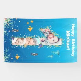 Große 1. Geburtstag unter dem Meer FotoCollage Banner