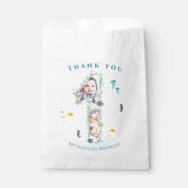 Große 1. Geburtstag unter dem Meer FotoCollage Geschenktütchen