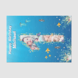 Große 1. Geburtstag unter dem Meer FotoCollage Seidenpapier