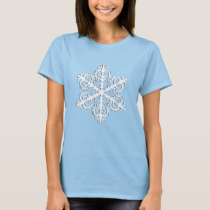 Große 3-D-Effekt Weiße Schneeflocke T-Shirt
