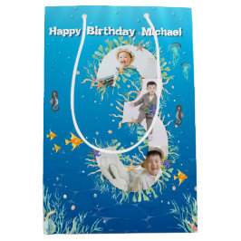 Große 3. Geburtstagsfoto-Collage unter dem Meer Mittlere Geschenktüte