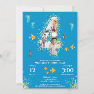 Große 4. Fotomaterial Geburtstag unter dem Meer Einladung