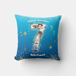 Große 7. Geburtstagsfoto Collage unter dem Meer Kissen