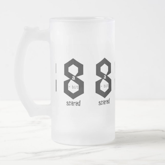 Große 8 a-Bit-Scared Monochrome-Tasse Mattglas Bierglas (Links)