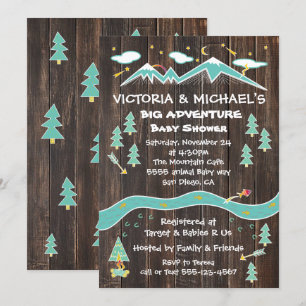 Große Abenteuer rustikale Volkskunst Babydusche Einladung