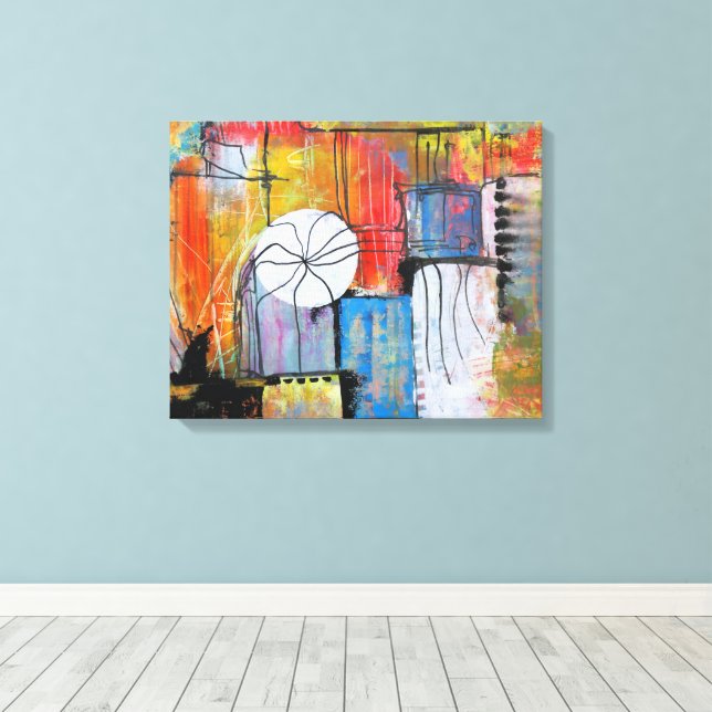 Große abstrakte Acrylmalerei Leinwanddruck (Insitu (Holzboden))