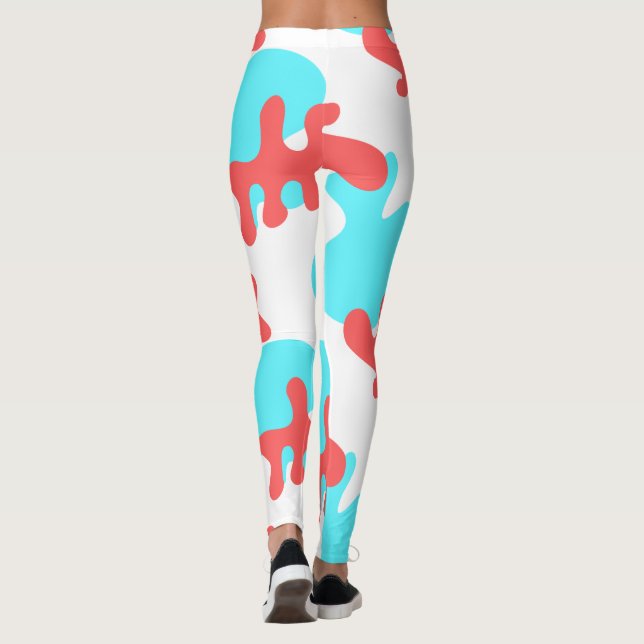 Große Abstrakte Blaue Formen Yoga Leggings (Rückseite)