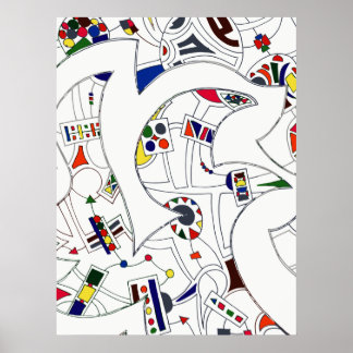 Große Abstrakte Tinte Gezeichnet Poster