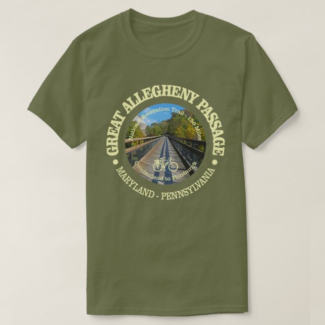 Große Allegheny Passage (Fahrrad c) T-Shirt (Design vorne)