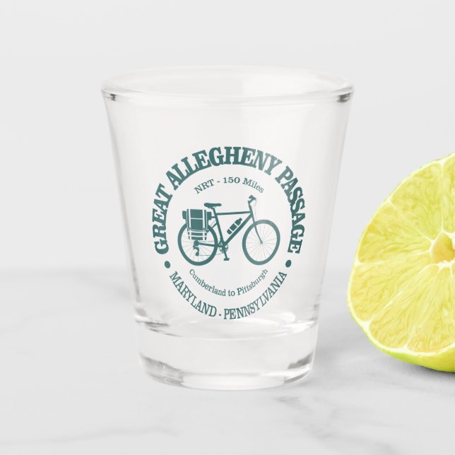 Große Allegheny Passage (Fahrrad) Schnapsglas (Vorderseite)