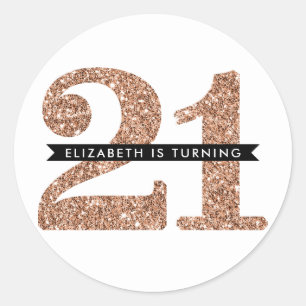 GROSSE ALTERS-ZAHL LADEN Rosen-GoldGlitter des Runder Aufkleber