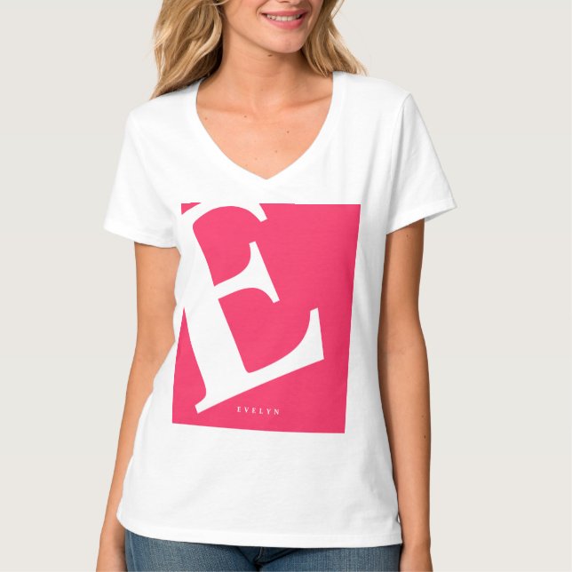 Große Anfangsphase | Moderne Typografie | Rosa T-Shirt (Vorderseite)