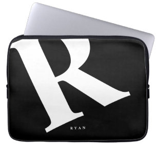 Große Anfangsphase Moderne Typografie Schwarz Laptopschutzhülle