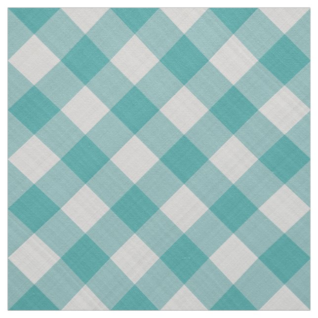 Große Aquamarine Gingham Karo Muster Geometrie Stoff (Muster)