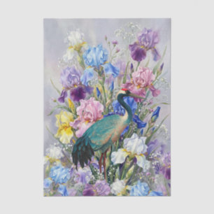 Große Aquarell-Iris Kran Möbel-Decoupage Seidenpapier