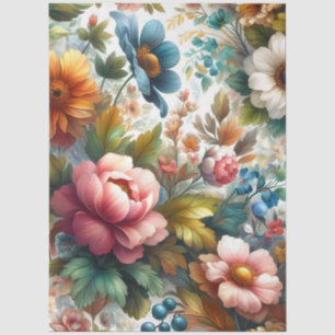 Große Aquarellblume Vintag Inspirierte Decoupage Seidenpapier