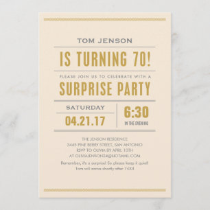 Große Art 70. Geburtstags-Überraschungs-Party Einladung